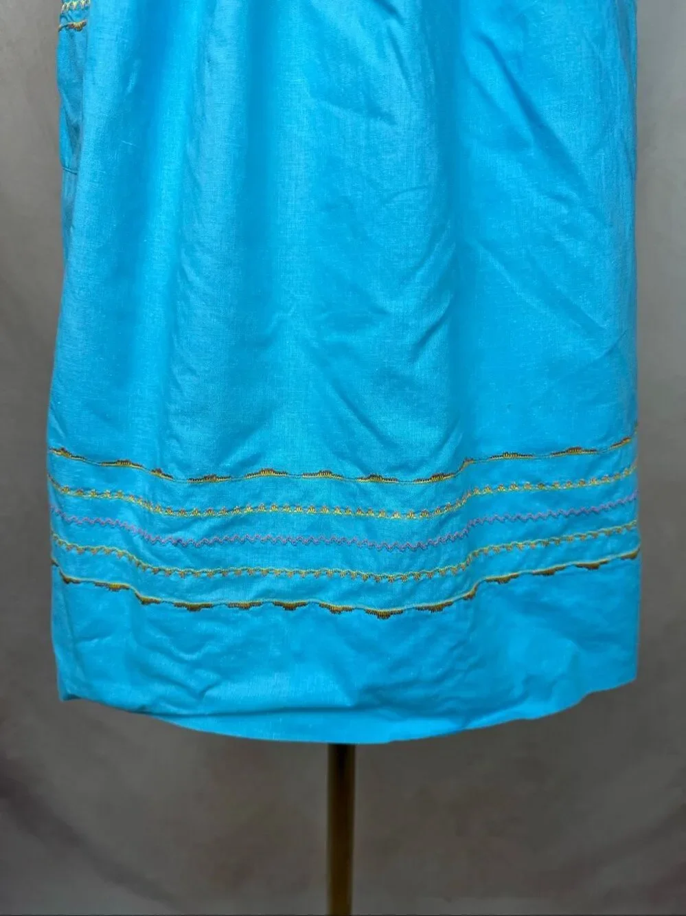 Vintage 1950s Blue Half Apron Embroidered Kitschy Kitchen